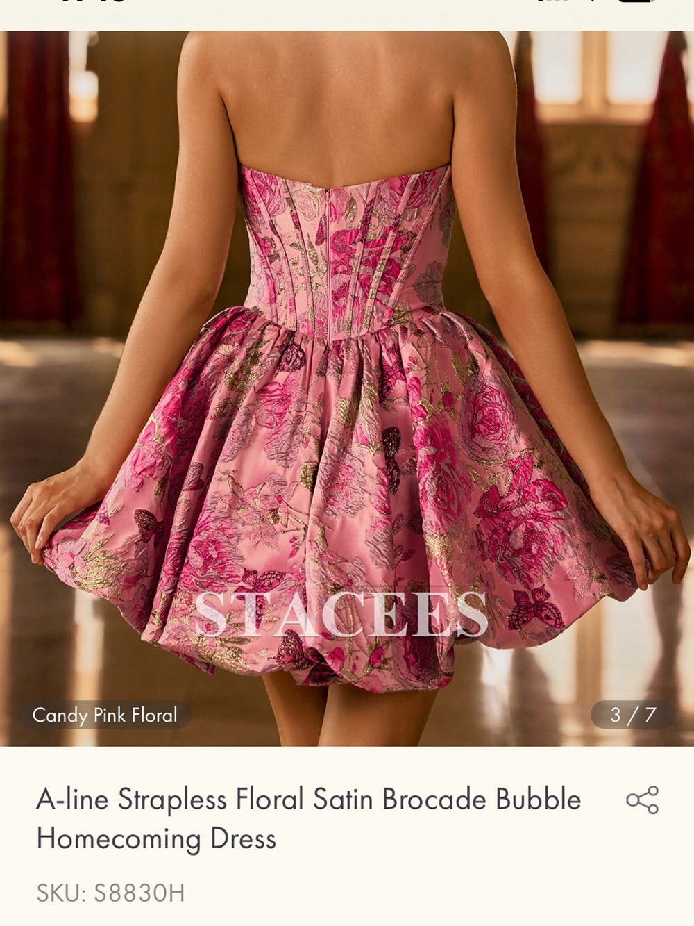 Stacees Candy Pink Floral Fit-and-Flare Butterfly Dress Size 4 NWT - Picture 8 of 10